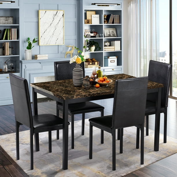 Enyopro 5 Piece Dining Table Set, Modern Chic Dining Room Set