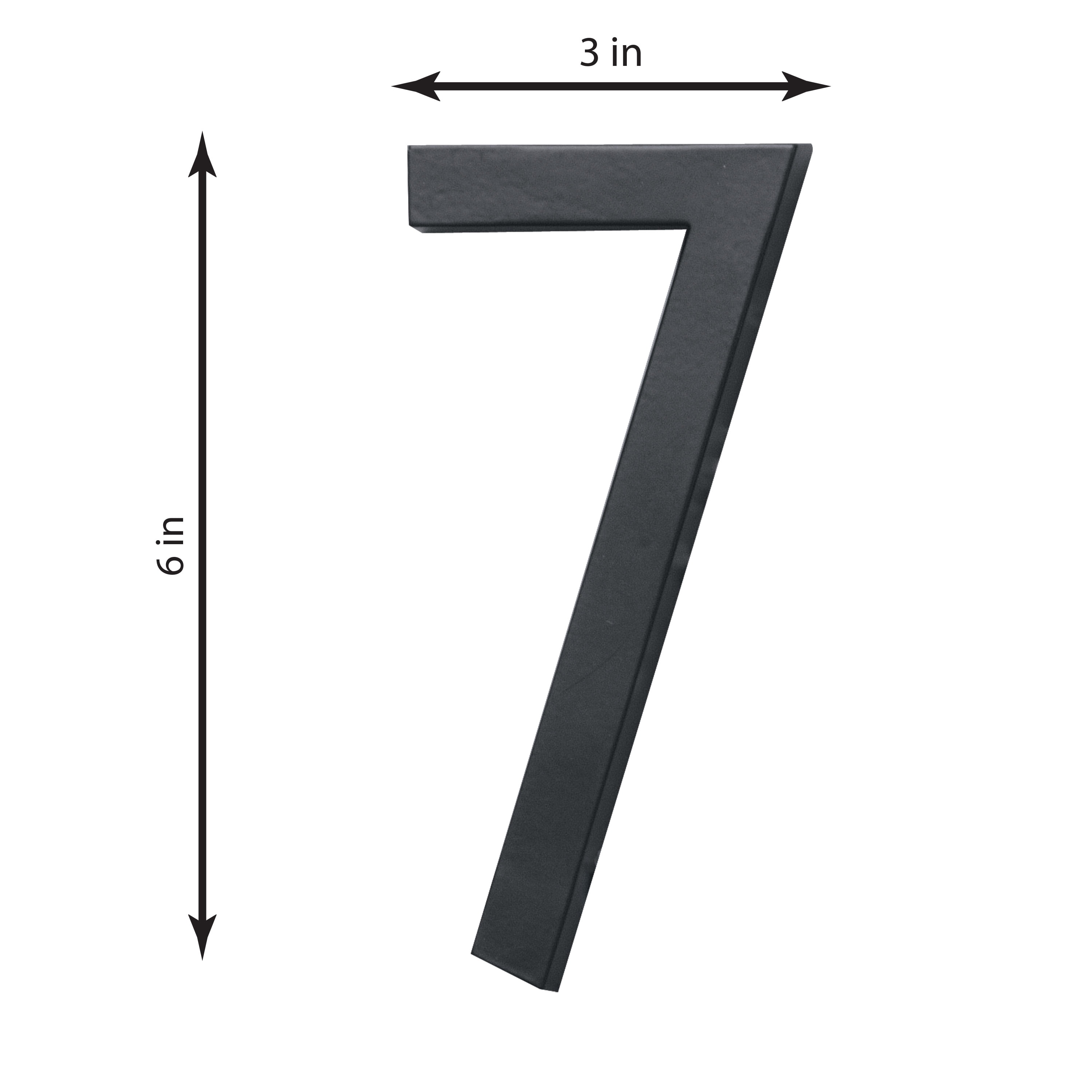 (6 pack) HY-KO 6" Black Floating Mount House Number 7