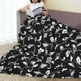 thumbnail image 6 of Honeii Black White Leaves Print Fleece Blanket - Throw Blanket for Bed, Sofa, Couch, Camping, and Travel , Microplush Ultra Soft Warm Blanket-80"x60", 6 of 7