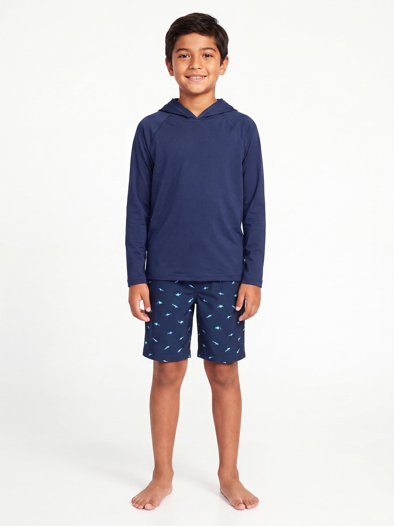 Ocean Gear Boys Long Sleeve Hooded Rash Guard Swim Top, Sizes 4-18