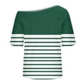 thumbnail image 4 of breaise T-shirts à Rayures pour Femmes, Col Ras du Cou, Manches Courtes, Hauts d'Été Amples, T-Shirts, Chemisiers Business Casual, P-2TG, Livraison Gratuite, 4 of 6