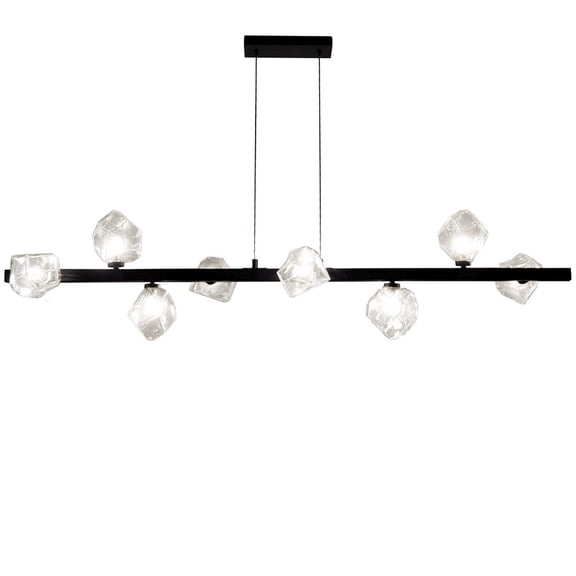 Dainolite 8 Light Halogen Horizontal Pendant, Matte Black w/ Clear Glass