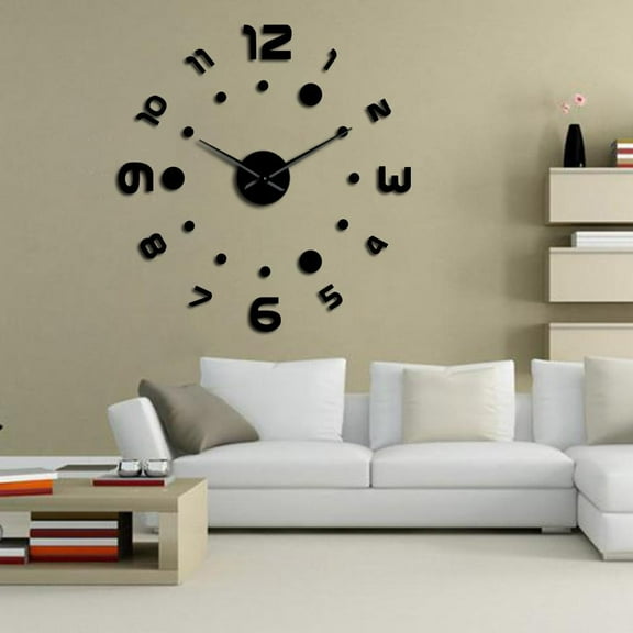 New Real Special Watch Quartz Wall Clocks 3D Acrylic DIY Wall Art Giant Clock Design Luxury Large Decorative Clocks(Black,27inch)