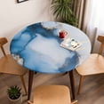 thumbnail image 5 of Blue Gold Marble Elastic Fitted Round Table Cover Abstract Modern Texture Waterproof Outdoor Tablecloth for Holiday Party, Picnic, Patio & Dining Fits Tables Up to 36"-44", 5 of 8