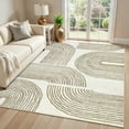 thumbnail image 2 of FairOnly Brown 9'x12'Modern Geometric Rhythmic Arc Area Rug for Home Decor Machine Washable Low Pile Non Slip Soft Rug for Living Room Bedroom Kitche Laundry, 2 of 7
