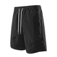thumbnail image 5 of Men's Nylon Spandex Blend Casual Sports Shorts, Sweat Wicking Flexible Drawstring Elastic Waist Zipper Side Pockets for Training Walking Beach | TruHer,Black L, 5 of 9