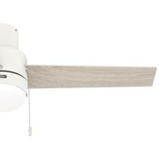 Hunter 52 inch Indoor Ceiling Fan with LED Light - White Modern Ceiling Fan with Pull Chain, For Bedroom or Living Room, Low Profile Mount, No Remote, 3 Blades - Brunner 51972, Matte White