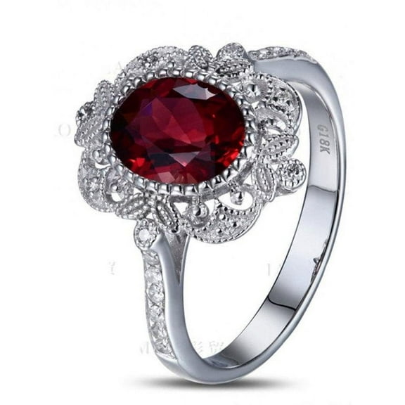 Vintage 1.50 Carat Ruby and Diamond Engagement Ring in 14k White Gold affordable ruby & diamond engagement ring