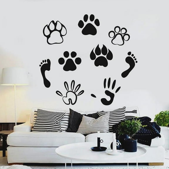 Pets Paws Wall Decal People Traces Prints Friendly Animals Vinyl Window Stickers Pet Shop Kids Bedroom Nursery Home Decor 28x30cm