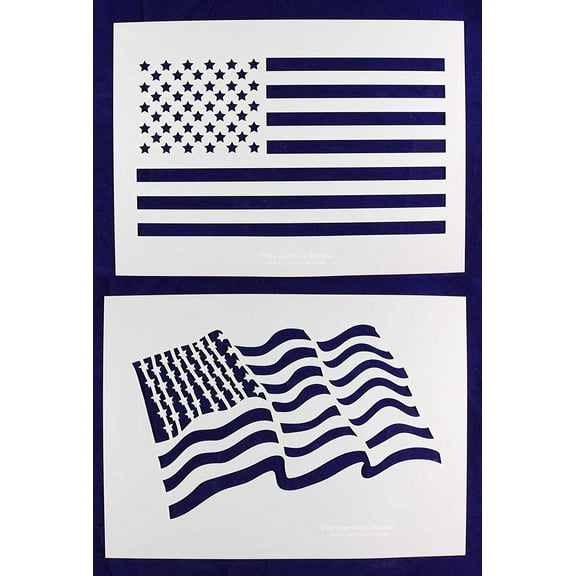 Large US Flag Stencils- 2 Piece Set 14 mil Mylar-13 x 18 Inches