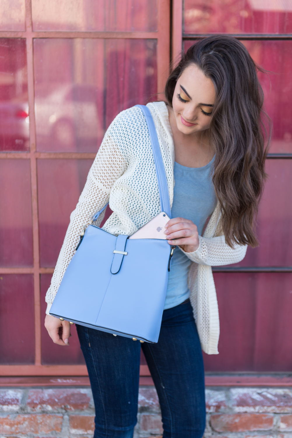 Women Buckle Tote Medium Handbag