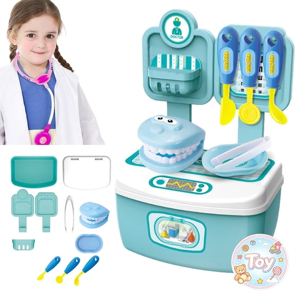 Dentist Pretend Playset with Teeth Model, Dental Tools and Props, Hospital Doctor Pretend Play Toys, Medical Role Play Kit, Christmas Birthday Gifts, Toys for Toddler Baby Kids Boys Girls, Age 3 