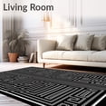 thumbnail image 2 of ODIKA 3x5 Machine Washable Non-Slip Area Rug, Intricate Maze with Continuous Interlocking Paths and Symmetrical Layout High Traffic Rug with Pad, Black, 464236, 2 of 8