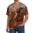 thumbnail image 2 of Picia Cat Dog Friendship Men's Linen Shirts Short Sleeve Cuban Beach Shirts Casual Shirts Button Down Shirt for Men Beach Summer Wedding Shirt-Large, 2 of 7