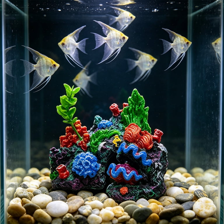 fish tank accessories for fish to play Decorations, Resin Aquarium Decor, Cool Robot Style, Small Large Tank Ornament Cave Small Betta Goldfish Shrimp to Swim, Hide, hiding spots Aquarium Floating Island with Artificial