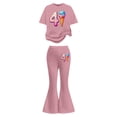 thumbnail image 5 of Girls' 2 Piece Flared Pants Set Summer Outfits Girls Clothes Size 6 Summer Printed Short Sleeve Top Shirt and Bell Bottom Pants Size 12-13 Years Pink, 5 of 6