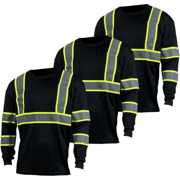 SuNi Apparel Construction Long Sleeve Reflective Shirts 3 Pack