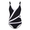 thumbnail image 2 of Aayomet Swimsuit Women Tummy Control Swimsuits V Neck Wrap Bathing Suits Ruched Ruffle,Black S, 2 of 4