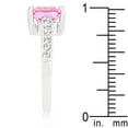 thumbnail image 4 of Precious Stars Sterling Silver Princess-cut Pink Cubic Zirconia Engagement Ring, 4 of 4