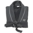 thumbnail image 3 of Authentic Hotel and Spa  Dark Grey Unisex Turkish Cotton Waffle Weave Terry Bath Robe with White Script Monogram V Large/XL, 3 of 5