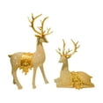 thumbnail image 2 of 2025 CISIL Set of 2 Christmas Reindeer Statues, 11.3" Gold Decorative Deer Sculptures for Home Decor, Elegant Holiday Ornament for Living Room, Table Centerpiece, Christmas Decoration Gift, 2 of 6