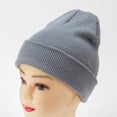 thumbnail image 3 of Cheers.US Unisex Chunky Soft Stretch Cable Chic Knit Warm Beanie Fashion Autumn Winter Solid Color Knitted Beanie Cuffed Woolen Yarn Warm Hat Cap, 3 of 6
