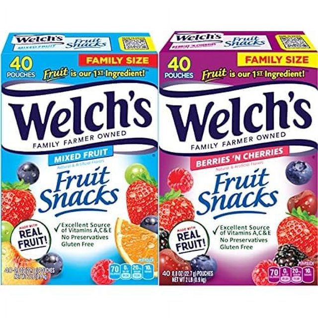 Fruit Snacks, Mixed Fruit, Bulk Pack, Individual Single Serve Bags, 0.8 oz (Pack of 40)