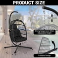 thumbnail image 2 of Egg Chair with Stand,Patio Rattan Wicker Hanging Swing Egg Chair Hammock Chair for Bedroom Porch Garden,Thickened Aluminum Alloy Steel Frame and UV Resistant Cushion,350LBS Capacity, 2 of 12