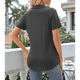 thumbnail image 4 of Camisas de Mujer con Cuello de Solapa, Cuello en V, Blusa de Corta, Blusa Informal Elegante. Gris XL, 4 of 9