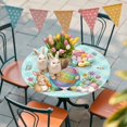 thumbnail image 5 of Round Fitted Tablecloth,Spring Easter Rabbits Pitches Circle Table Cover Waterproof Table Cloth with Elastic Edge,Eggs Butterfly Bee Flowers Outdoor Tablecloths for Kitchen Picnic 55-60in, 5 of 9