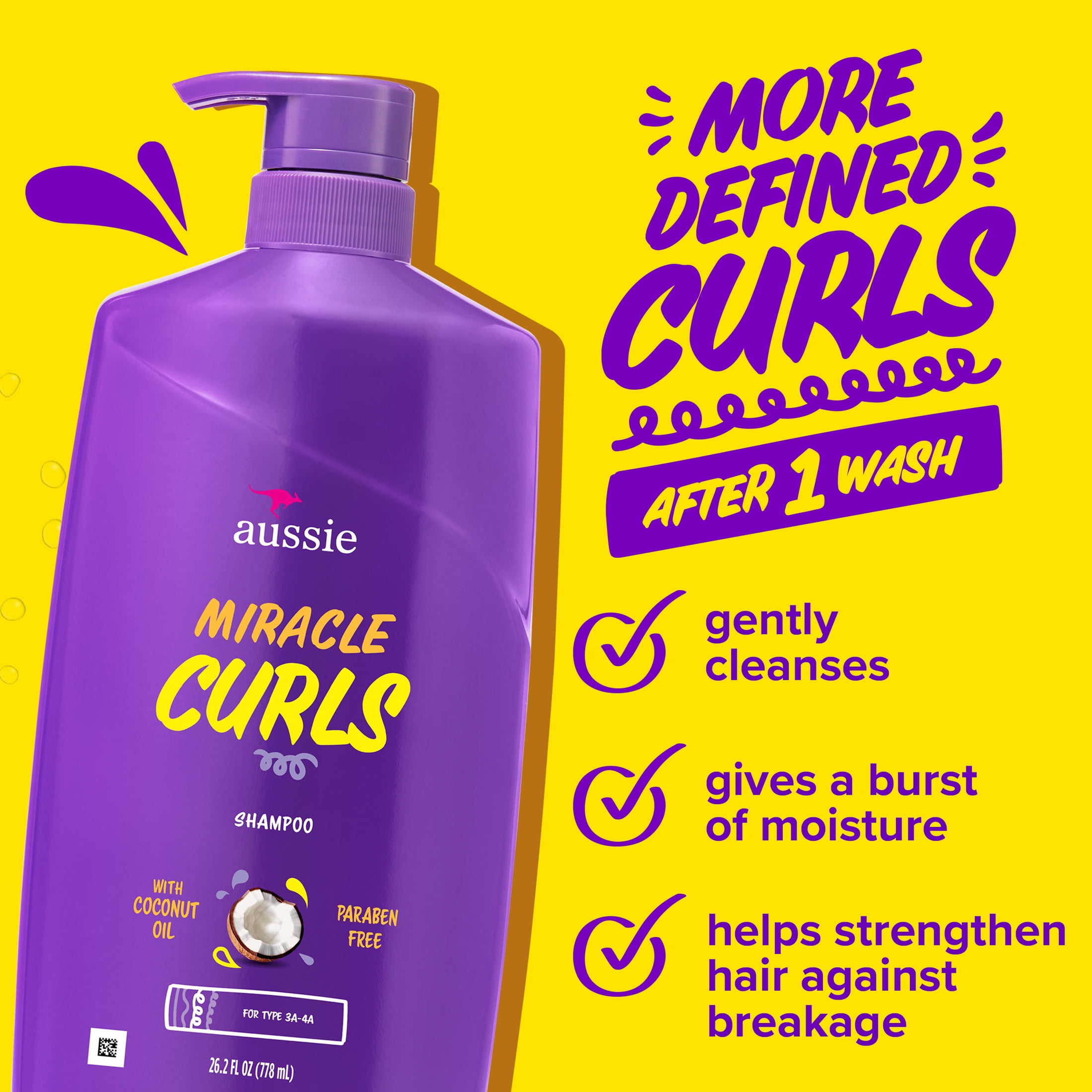 Aussie Miracle Curls Shampoo and Conditioner Dual Pack, For All Hair Types 26.2 oz