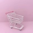 thumbnail image 2 of Cateissary Mini carrito de compras, carro de mano de mesa, supermercado, juguetes maravillosos para niños, adornos artesanales de simulación, Decoración del hogar rosa mixto, 2 of 6