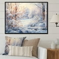 thumbnail image 2 of Designart "Winter River View from Window III" Oversized Landscapes Framed Wall Art - Traditional White Winter Landscape Entryway Framed Wall Art Print, 2 of 7