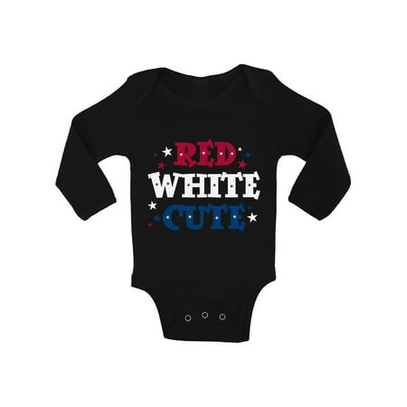 Awkward Styles Red White Cute Baby Bodysuit Long Sleeve Usa Stars