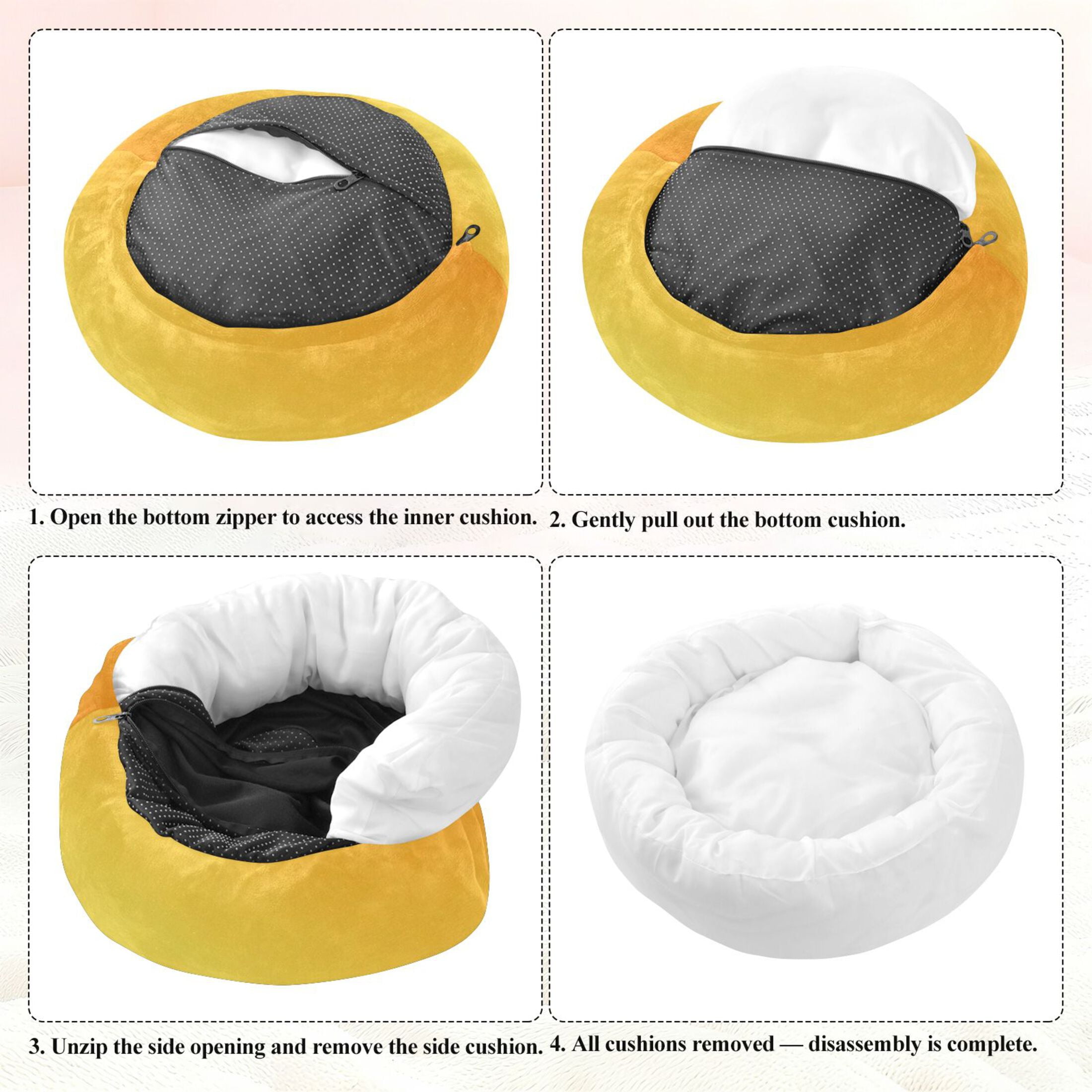 Iauyy Pet Couch Donut Cat Bed for Indoor Cats/Small Dogs Washable & Machine with Non-slip Bottom Calming Cat Furniture, Yellow Gradient (M)