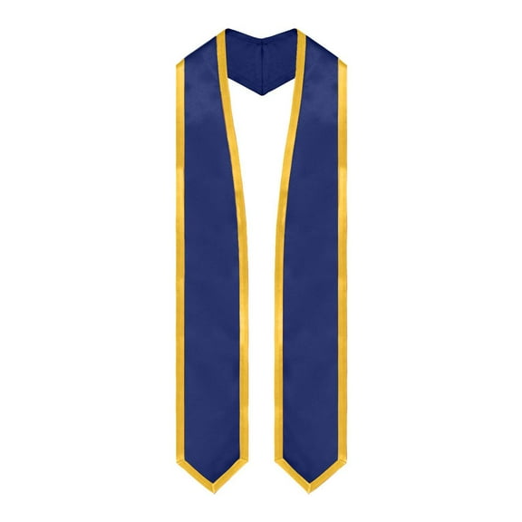 Endea Graduation Navy Blue/Gold Plain Graduation Stole with Trim Color  Classic End