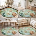 thumbnail image 4 of Round Area Rugs 3.3Ft, Sage Green Coastal Non-Slip Washable Circle Rugs Carpet, Summer Ocean Starfish Shell Indoor Outdoor Rug Floor Mats Throw Runner for Bedroom Living Room Bathroom, 4 of 8
