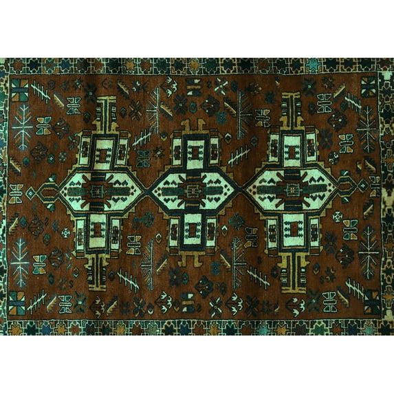 Ahgly Company Indoor Rectangle Persian Turquoise Blue Traditional Area Rugs, 3' x 5'