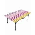 thumbnail image 6 of Colorful Stripe Rectangle Tablecloth, Waterproof Elastic Fitted Table Covers for 4 Foot Tables, 24x50inch Decorative Tablecloths for Picnic, Camping, Modern Pink Purple Yellow Vertical Striped, 6 of 6