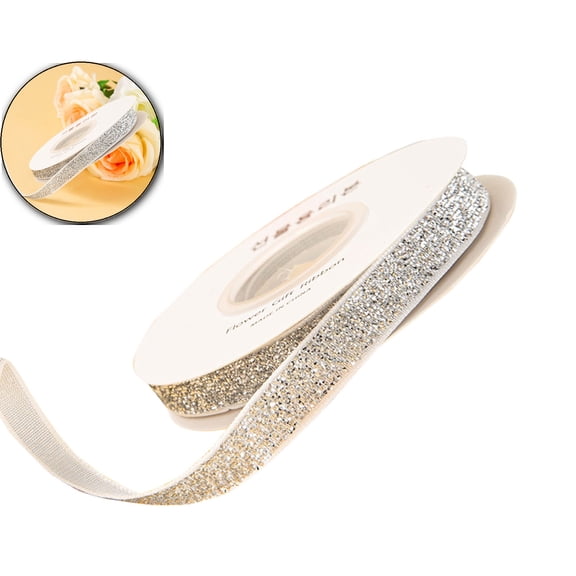 Dvruxg Glitter Ribbon, Gift Wrapping Ribbon Cut Edge Christmas Ribbon for Crafts, Chritmas Tree Decoration, Ornaments Decoration, Home Decor