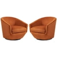 thumbnail image 6 of UIXE Swivel Barrel Accent Chair Set of 2 Modern Round Velvet Fabric Arm Chair for Living Room Comfy Club Reading Chairs, Orange, 6 of 6