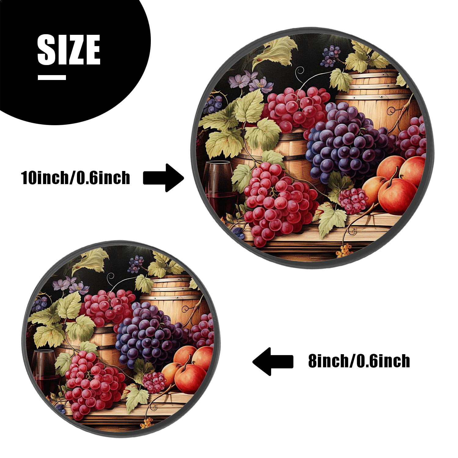 Metal Stove Burner Covers 4 Pcs Decorative Gas Stove Burner Cover 8Inch And 10Inch ,Red Wine and Grapes Lovely, for Home Decor Cooktop Decorative