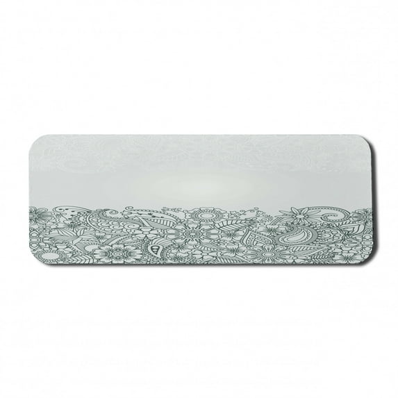 Folk Computer Mouse Pad, South Body Paint Design Floral Arrangement with Various Wildflowers and Leaves, Rectangle Non-Slip Rubber Mousepad Large, 31" x 12" Gaming Size, White Green, by Ambesonne