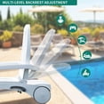 thumbnail image 4 of Dextrus Adjustable Backrest Lounge Chair, Foldable Poolside Lounger with 6 Positions and Wheels, Lightweight, Waterproof, and Easy Assembly for Patio, Beach - White, 4 of 8