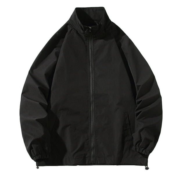 EGNMCR Manteau Matelassé Léger pour Homme Automne Extérieur Coupe Ajustée Mince à Revers Manteau de Randonnée à Coque Rigide avec Poches Décontracté Couleur Unie à Fermeture Éclair Protection Solaire Vêtement de Sport Coupe-Vent