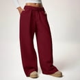 thumbnail image 5 of Women's Wide Leg Sweatpants Thick Thermal Drawstring Pants Side Pockets, Elastic Waist, Solid Color, High Waisted Baggy Pants, Straight Leg Trousers, For Daily Wear, Streetwear, 5 of 9