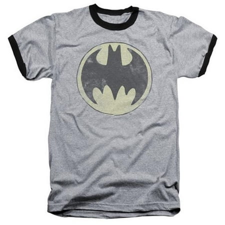 Trevco Batman-Old Time Logo - Adult Tee - Heather & Black, (100 Best Logos Of All Time)