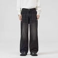 thumbnail image 2 of Bpyeka Men's Streetwear Wide-Leg Jeans, Casual Loose-Fit Denim Pants with Button & Zipper Fly, Belt Loops, 2 of 7
