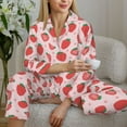 thumbnail image 6 of Hirioo Strawberry for Women's Pajama Sets 2 Piece Pjs Women's Long-Sleeved Pajama Set Button Down Sleepwear,S-XXL-Small, 6 of 7