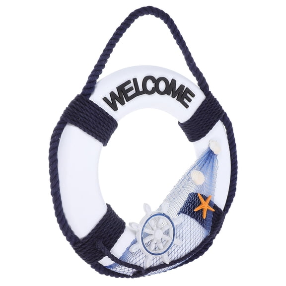 CIMAXIC White Wooden Lifebuoy Wall Decor Coastal Mediterranean Style for Living Room